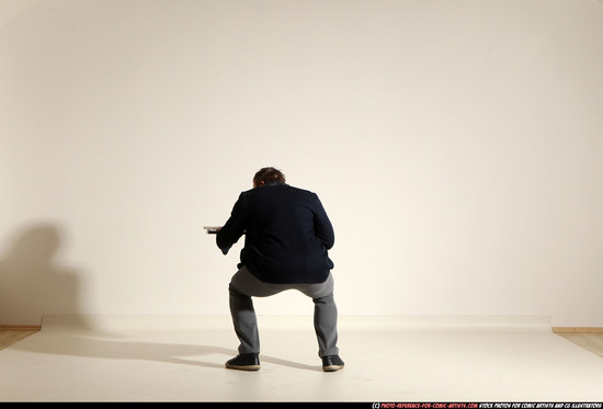 Man Adult Muscular White Moving poses Casual Fighting with shotgun