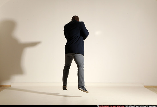 Man Adult Muscular White Moving poses Casual Fighting with shotgun