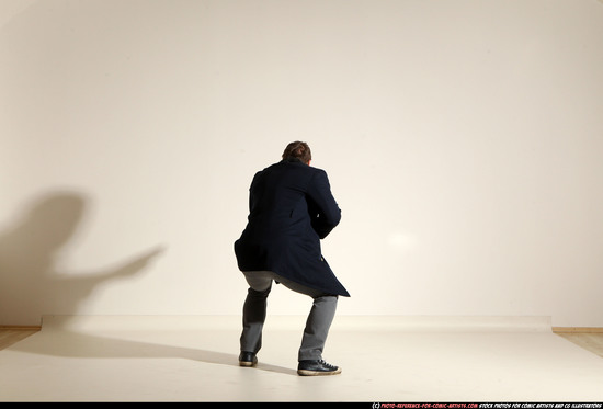 Man Adult Muscular White Moving poses Casual Fighting with shotgun