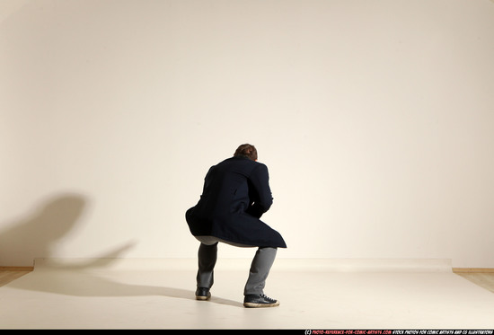 Man Adult Muscular White Moving poses Casual Fighting with shotgun