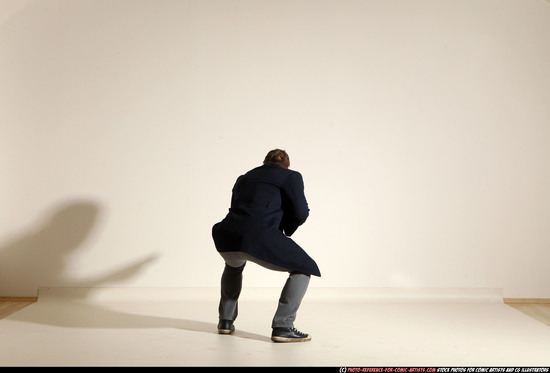 Man Adult Muscular White Moving poses Casual Fighting with shotgun