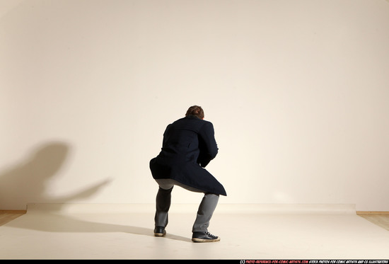 Man Adult Muscular White Moving poses Casual Fighting with shotgun