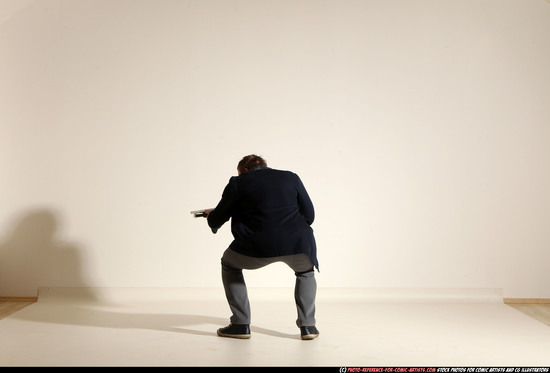 Man Adult Muscular White Moving poses Casual Fighting with shotgun