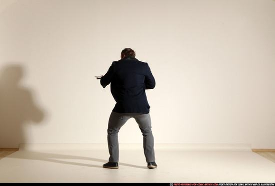 Man Adult Muscular White Moving poses Casual Fighting with shotgun