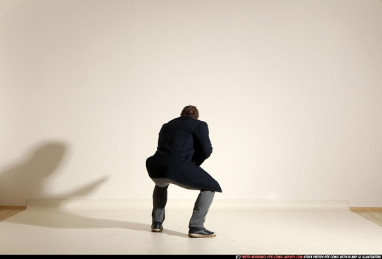 Man Adult Muscular White Moving poses Casual Fighting with shotgun