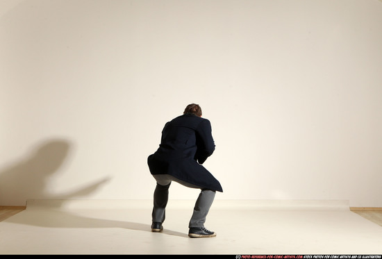 Man Adult Muscular White Moving poses Casual Fighting with shotgun