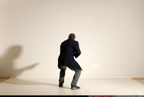 Man Adult Muscular White Moving poses Casual Fighting with shotgun