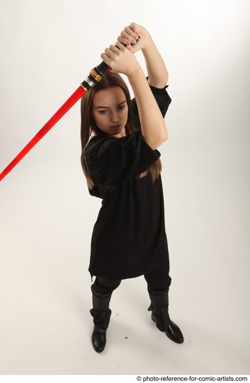 Woman Adult Average White Fighting with sword Standing poses Casual