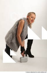 Woman Adult Average White Fighting with hammer Kneeling poses Coat