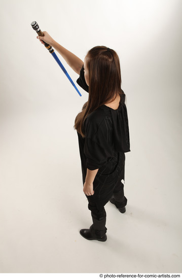 Woman Adult Average White Fighting with sword Standing poses Coat