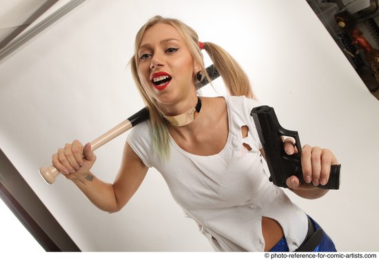 Woman Adult Average White Fighting with gun Standing poses Coat