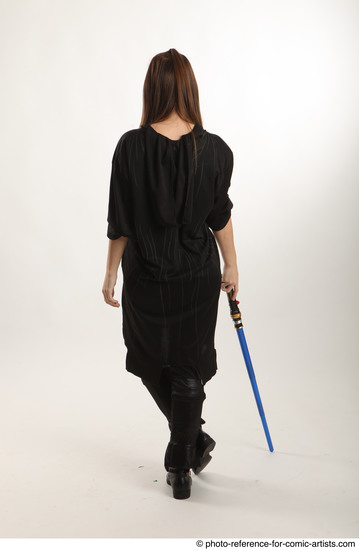 Woman Adult Average White Fighting with sword Standing poses Coat