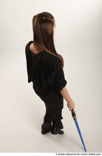 Woman Adult Average White Fighting with sword Standing poses Coat