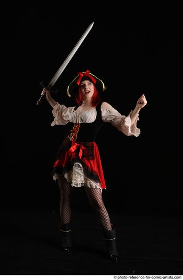 Woman Adult Average White Fighting with sword Standing poses Casual