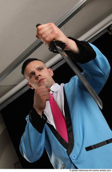 Man Adult Muscular White Fighting with knife Standing poses Business