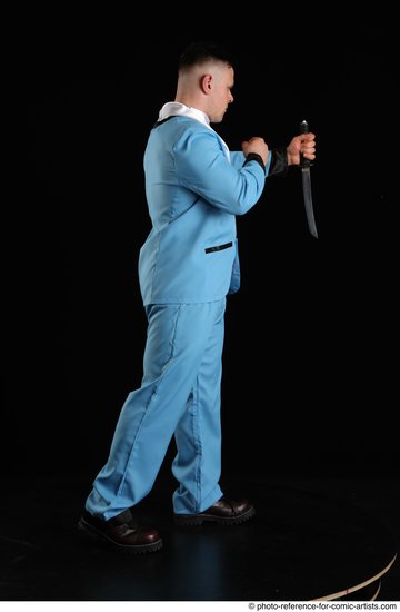 Man Adult Muscular White Fighting with knife Standing poses Business