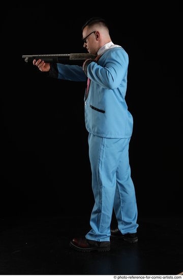 Man Adult Muscular White Fighting with gun Standing poses Business