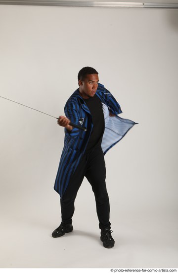 Man Adult Average Black Fighting with sword Standing poses Casual