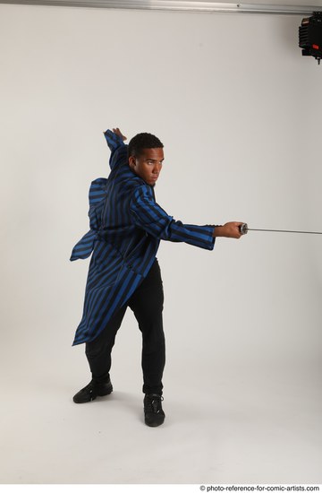 Man Adult Average Black Fighting with sword Standing poses Casual