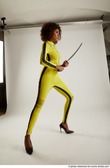 Woman Adult Average Black Fighting with sword Standing poses Casual