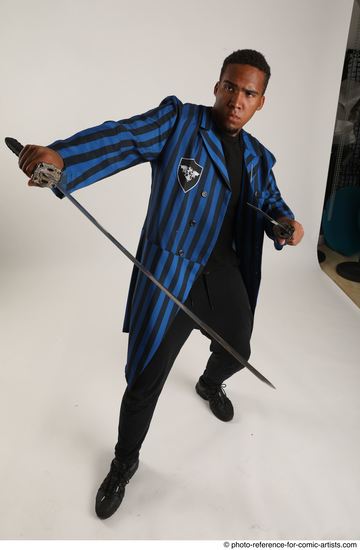 Man Adult Average Black Fighting with sword Standing poses Casual