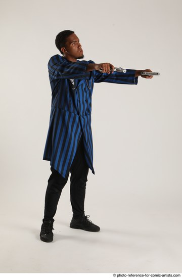 Man Adult Average Black Fighting with gun Standing poses Casual