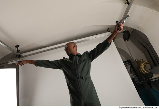 Man Adult Average Black Fighting with gun Standing poses Casual