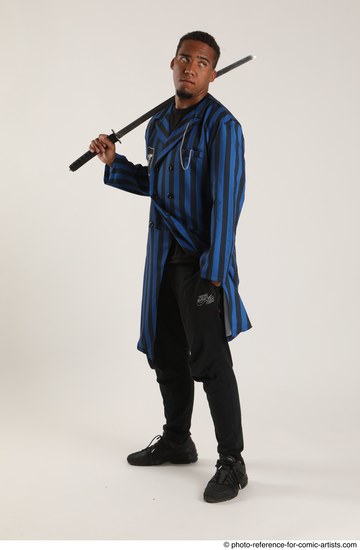 Man Adult Average Black Fighting with sword Standing poses Casual