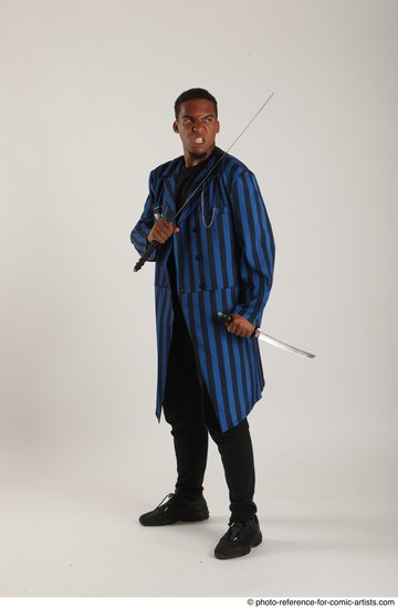 Man Adult Average Black Fighting with sword Standing poses Casual