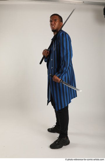 Man Adult Average Black Fighting with sword Standing poses Casual