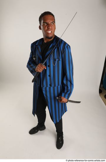 Man Adult Average Black Fighting with sword Standing poses Casual