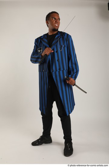 Man Adult Average Black Fighting with sword Standing poses Casual