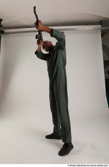 Man Adult Average Black Fighting with gun Standing poses Army