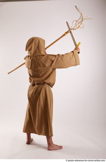 Man Adult Chubby White Fighting with spear Standing poses Coat