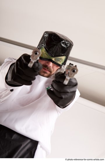 Man Adult Average White Fighting with gun Standing poses Casual