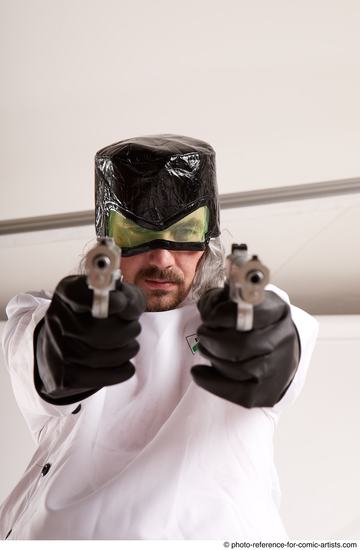 Man Adult Average White Fighting with gun Standing poses Casual