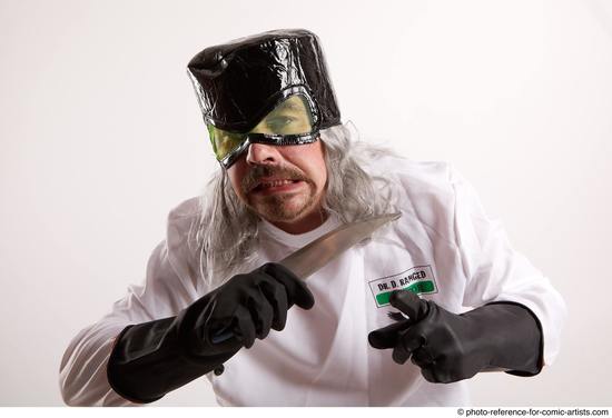 Man Adult Average White Fighting with knife Standing poses Casual