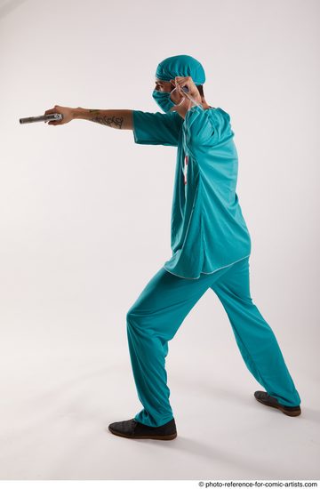 Man Adult Average White Fighting with gun Standing poses Casual