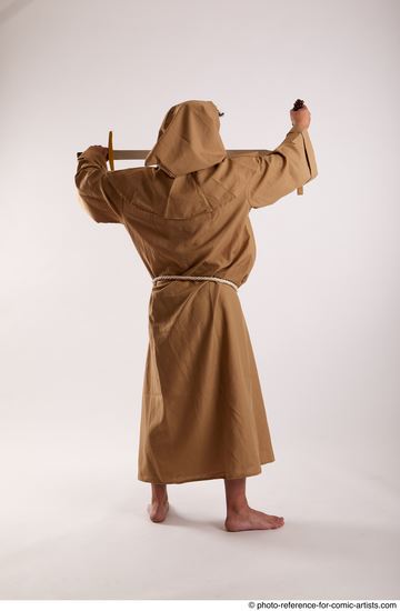 Man Adult Chubby White Fighting with sword Standing poses Coat