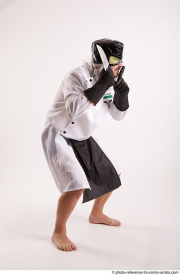 Man Adult Chubby White Fighting with knife