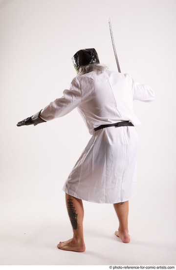 Man Adult Chubby White Fighting with sword Standing poses Casual