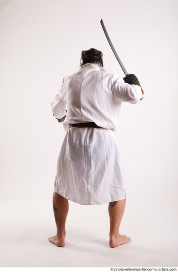 Man Adult Chubby White Fighting with sword Standing poses Casual