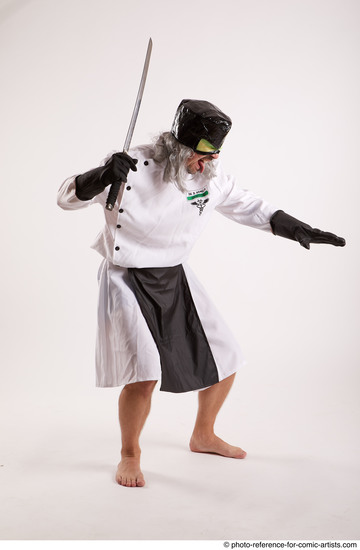 Man Adult Chubby White Fighting with sword Standing poses Casual