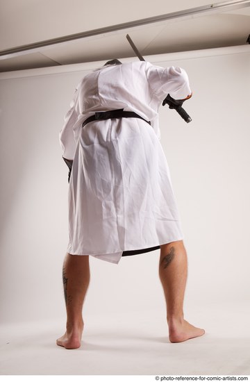 Man Adult Chubby White Fighting with sword Standing poses Casual