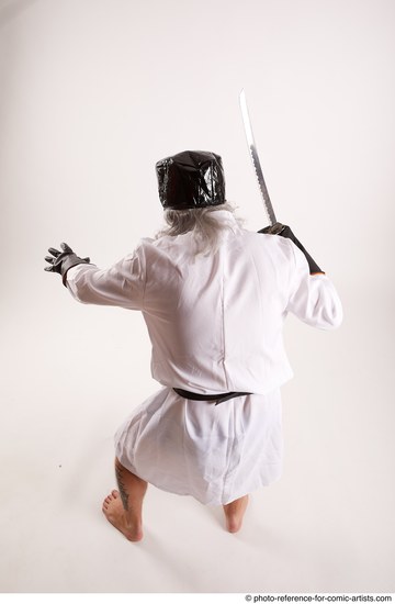 Man Adult Chubby White Fighting with sword Standing poses Casual