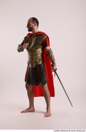 Man Adult Athletic White Fighting with sword Standing poses Casual