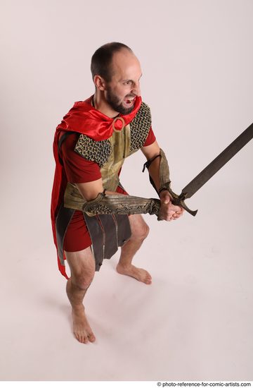 Man Adult Average White Fighting with sword Standing poses Casual