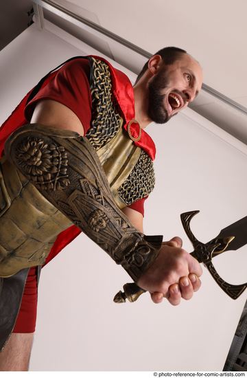 Man Adult Average White Fighting with sword Standing poses Casual