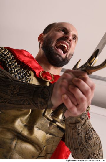 Man Adult Average White Fighting with sword Standing poses Casual