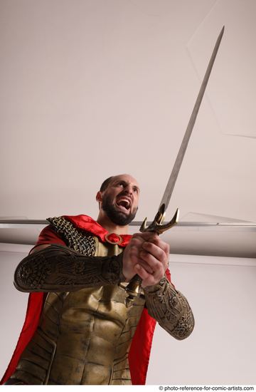 Man Adult Average White Fighting with sword Standing poses Casual